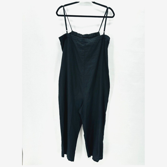 Hutch Bow Front Jumpsuit Womens L Black Linen Crop Preppy Quiet Luxury City Boho - Picture 7 of 11